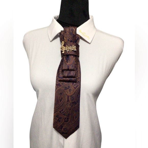 Jos. A. Bank Purple and Gold Paisley Necktie Necklace - Picture 1 of 3